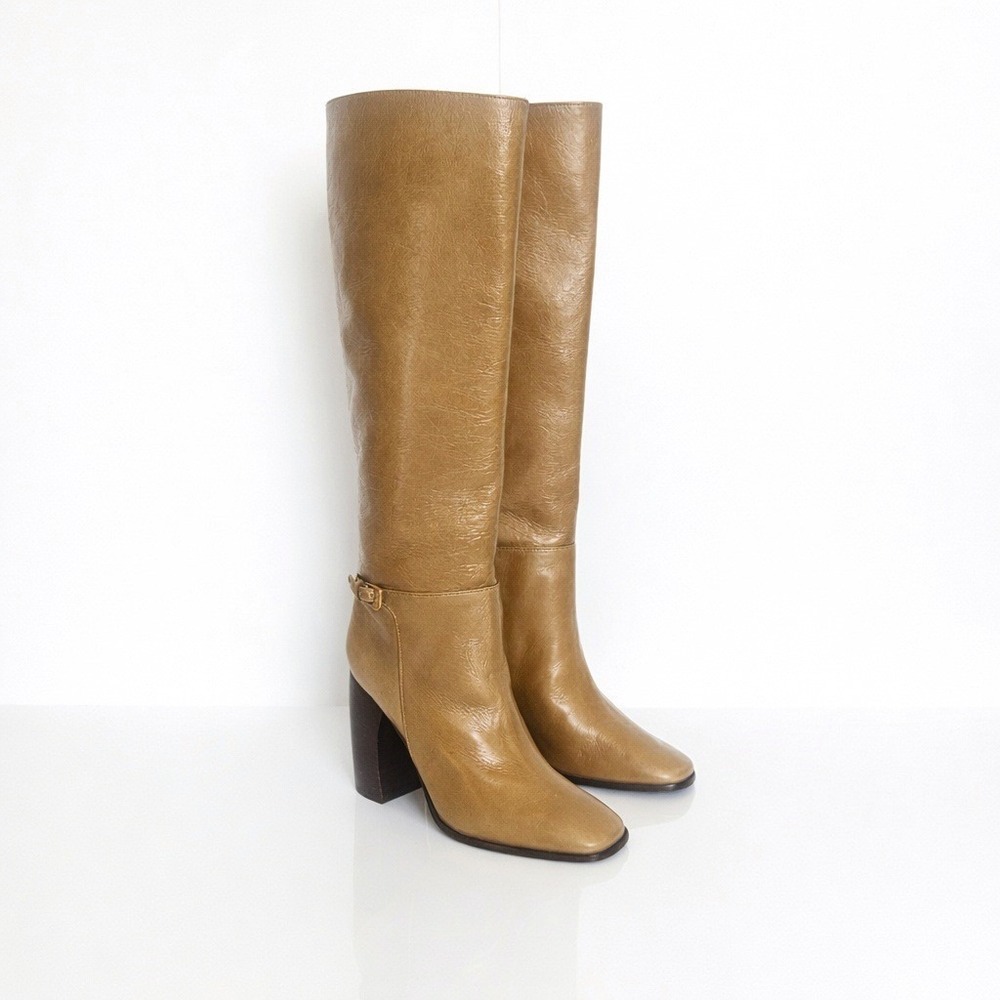 Tory Burch Banana 100 Heel Knee‎ High Buckle Leather Boots 7